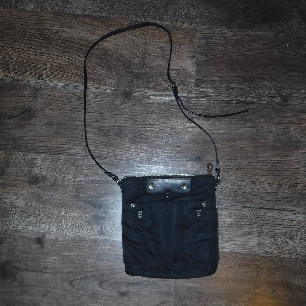 Marc By Marc Jacobs Black Nylon Crossbody Bag Purse Silver Hardware